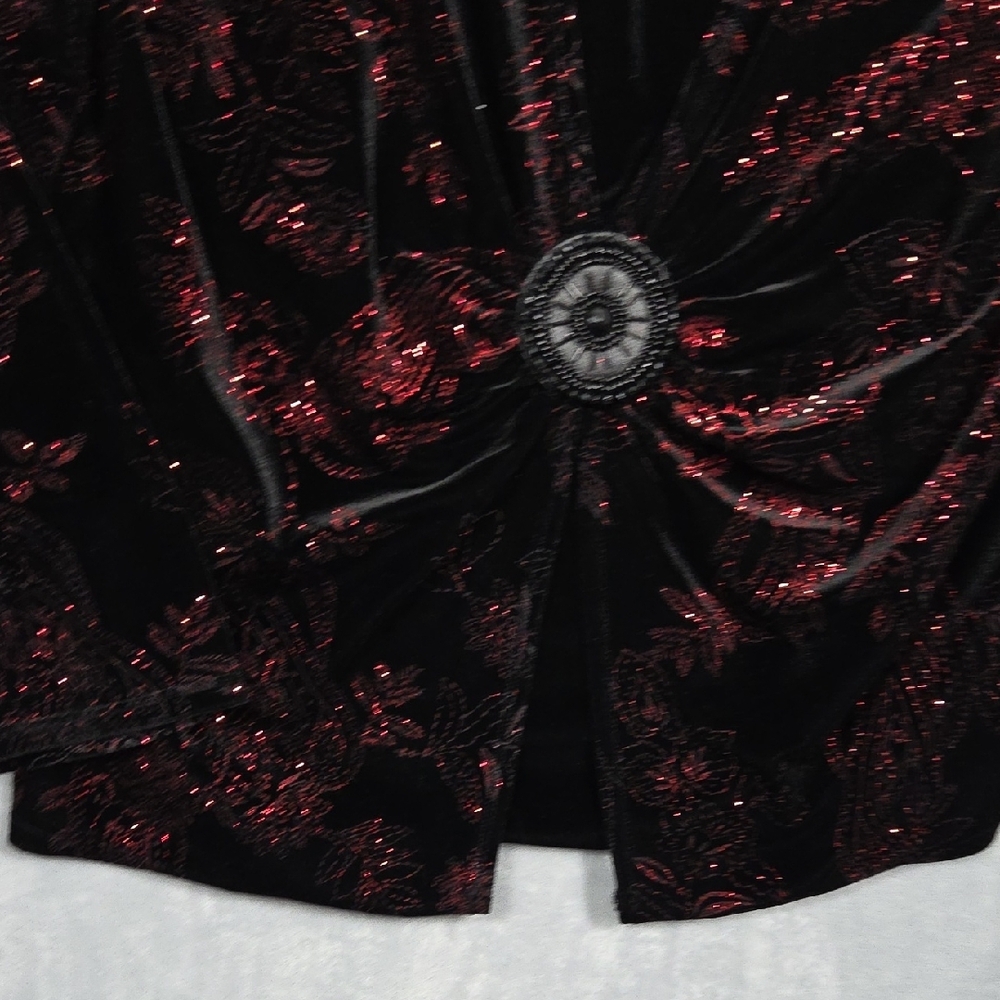 Notations Woman Sz 2x Red/Black Velvet Jacket W/ … - image 7